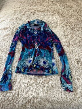 Desigual Multicolor Floral Long Sleeve Button-Up Top